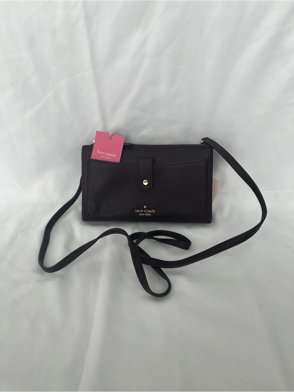 kate spade Dark Maroon Pebbled Leather Crossbody Wallet Purse